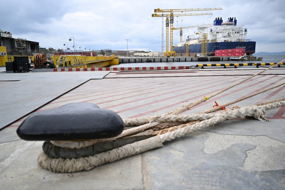 Icebreaking LNG tanker Pyotr Stolypin is seen moored to the pier of the Zvezda shipbuilding complex in Primorsky region, Russia, 11 September 2023. Photo: EPA/PAVEL BEDNYAKOVSPUTNIK /SPUTNIK/KREMLIN / POOL MANDATORY CREDIT