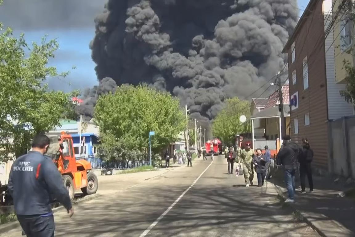Smoke over Tuapse, 28 April, 2026. Photo: Press Service of the Governor of Krasnodar Krai