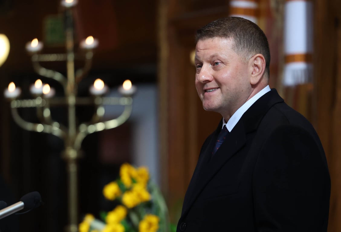 General Valeriy Zaluzhnyi attends an interfaith prayer service for peace in Ukraine at the Ukrainian Catholic Cathedral of the Holy Family in London, 24 February 2025. Photo: EPA. / Neil Hall