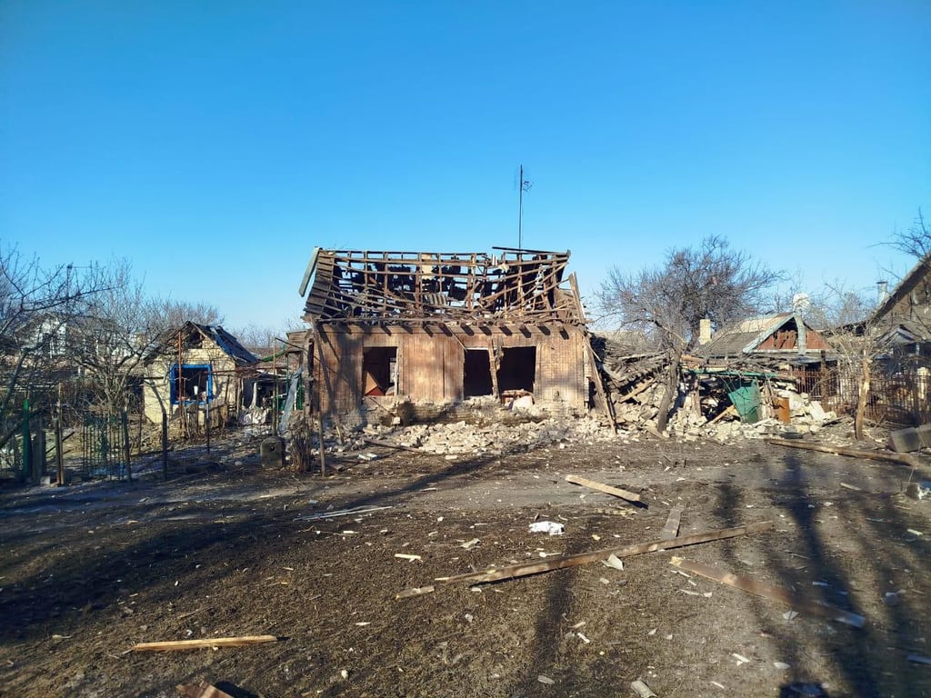 The aftermath of a cluster munition attack on the Donetsk region city of Druzhkivka, eastern Ukraine, 4 February 2026. Photo: Vadym Filashkin