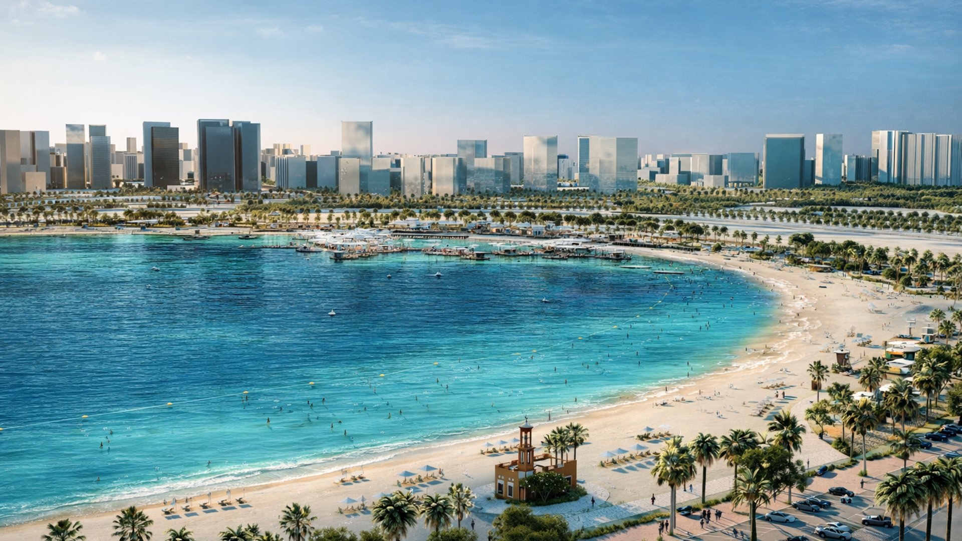 Vue du quartier Al Mamzar à Dubai, EAU