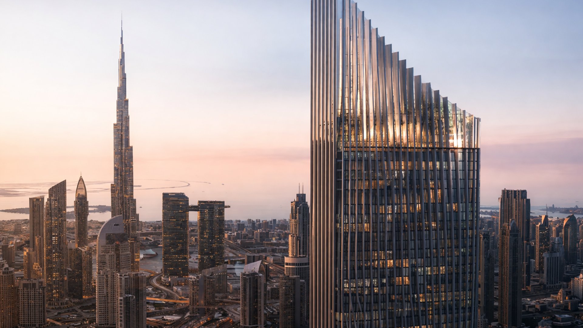 Tiger Sky Tower Luxusapartments in Business Bay Dubai mit ikonischem Blick auf die Stadtsilhouette und moderner Hochhausarchitektur