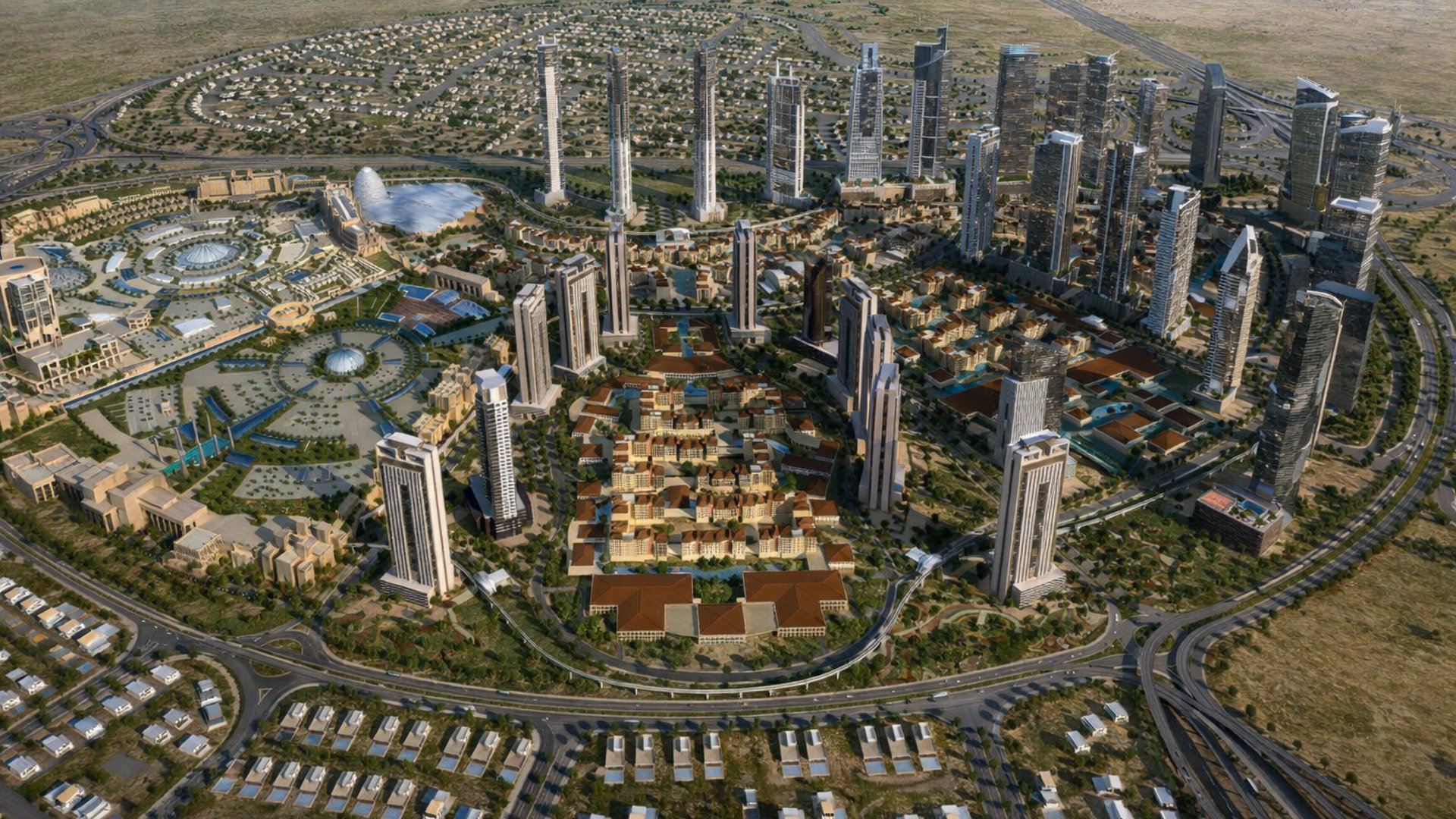 City of Arabia，迪拜：郊区型 · 零售导向区域环境