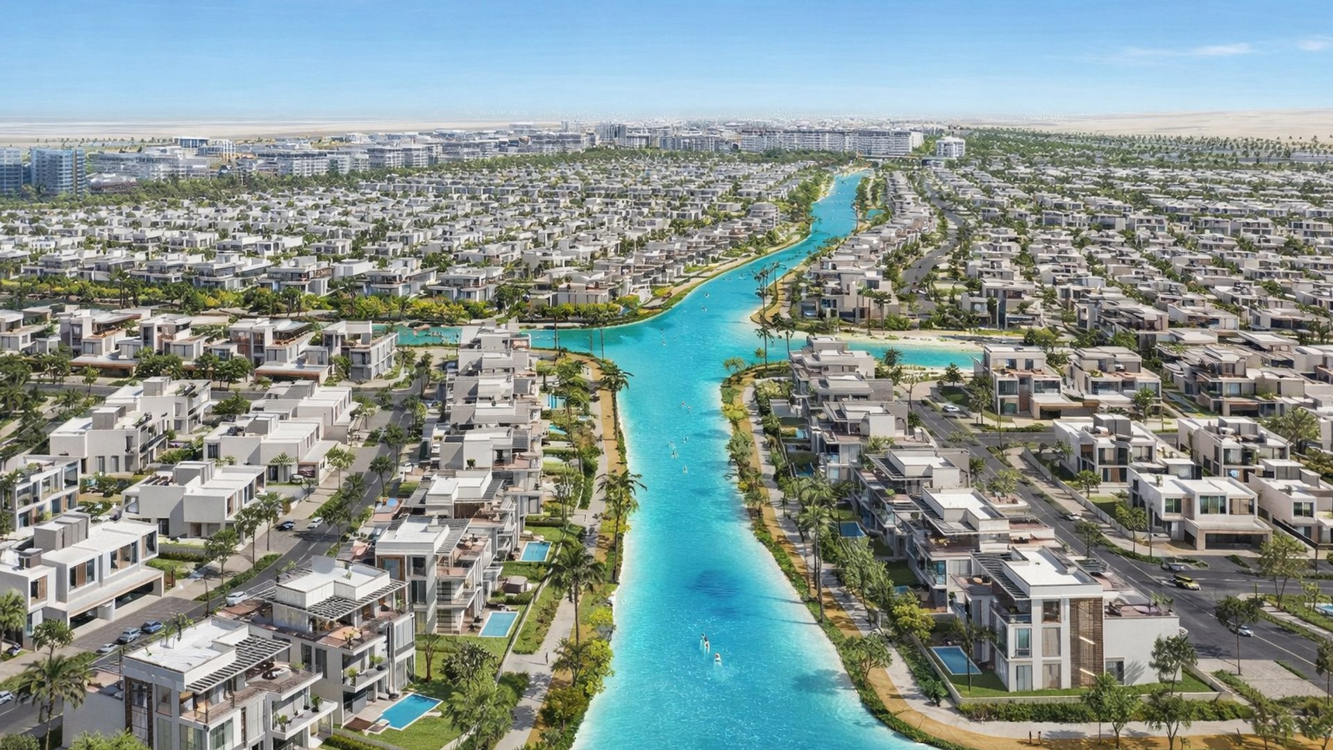 Dubai South Dubai, großflächiges Wohnquartier mit zeitgemäßen Villen, Grünflächen und gut geplantem urbanem Umfeld