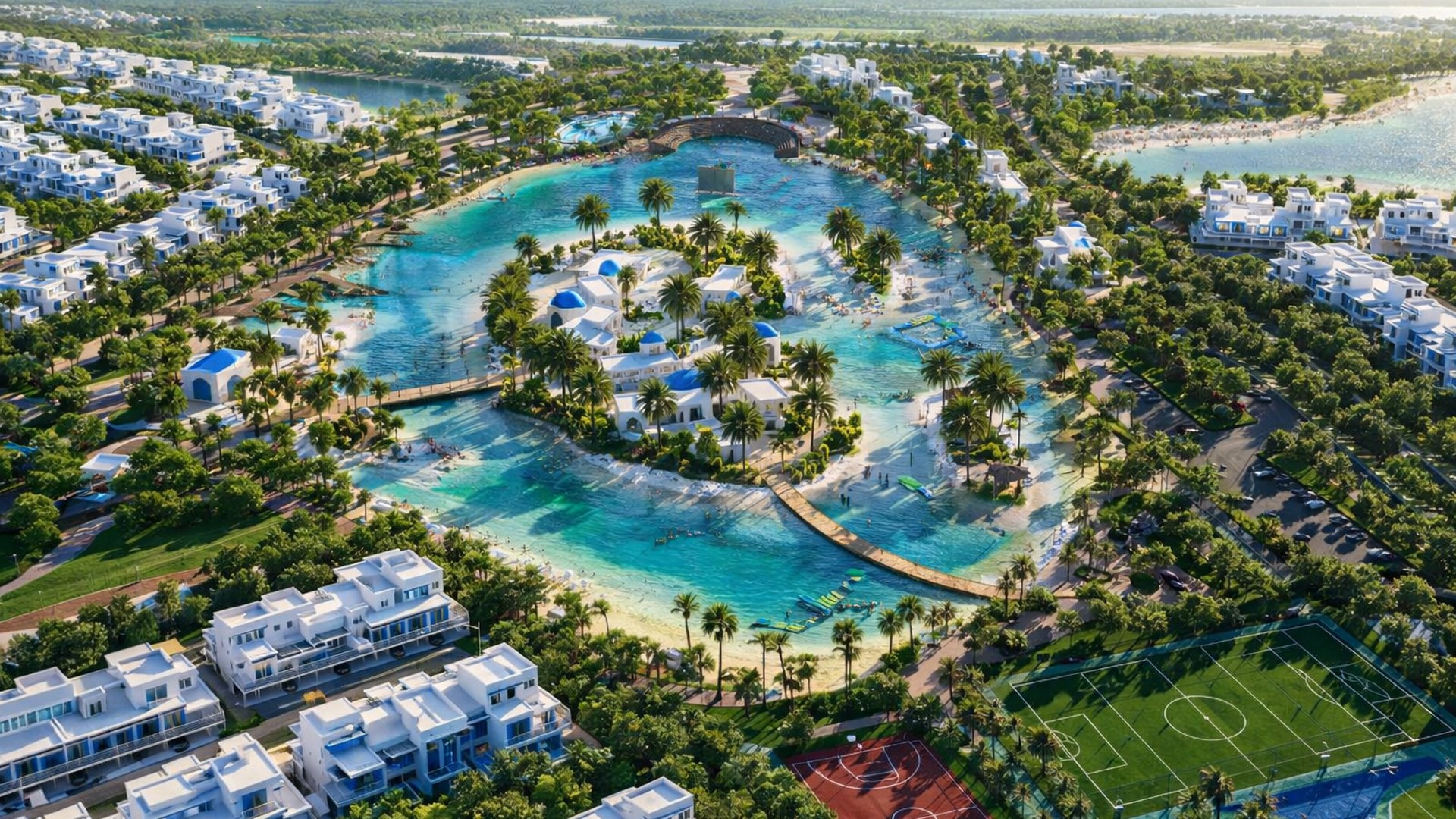 Damac Lagoons，迪拜：别墅主导 · 度假导向区域环境