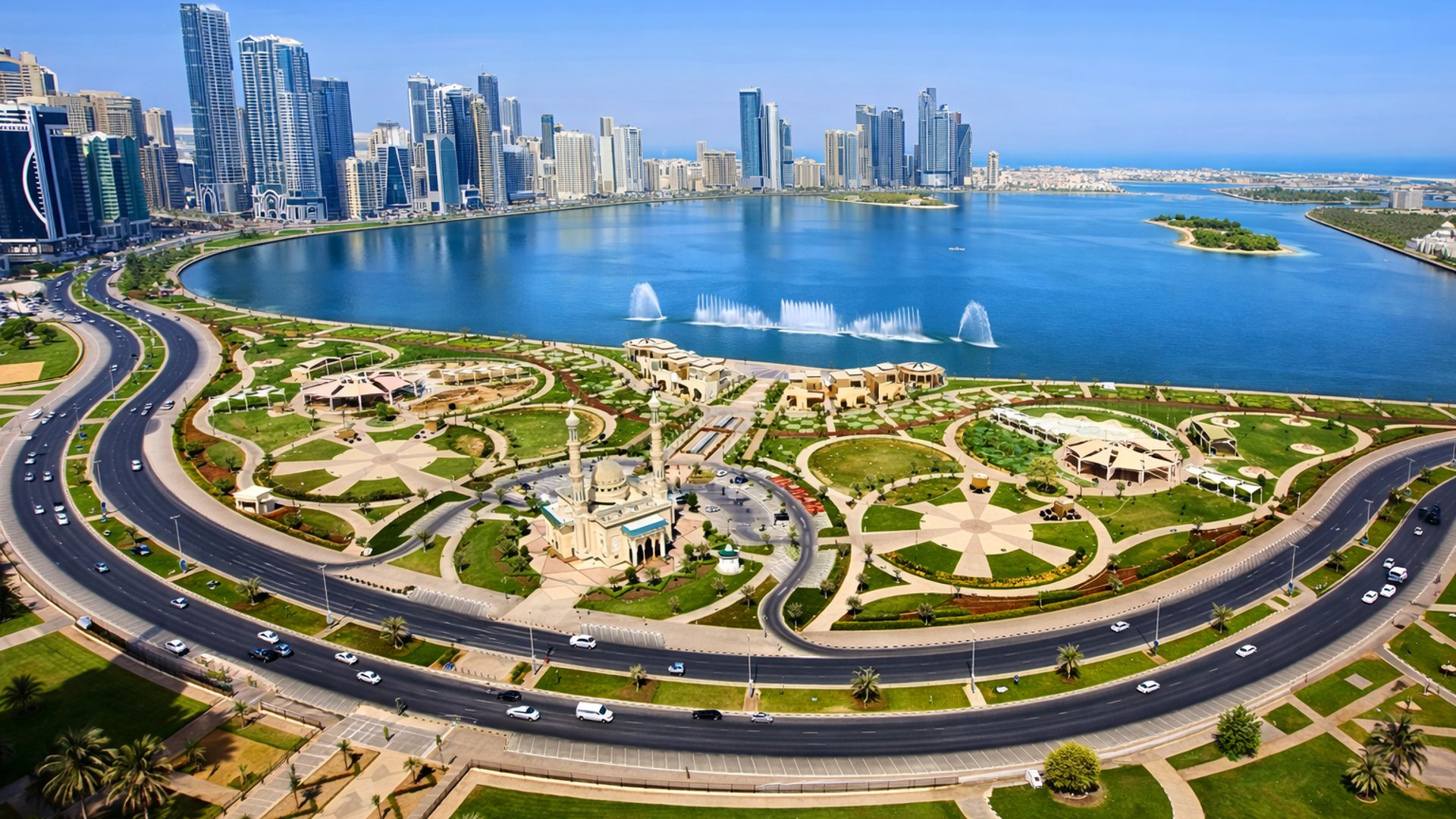 Vue du quartier Al Majaz à Sharjah, EAU