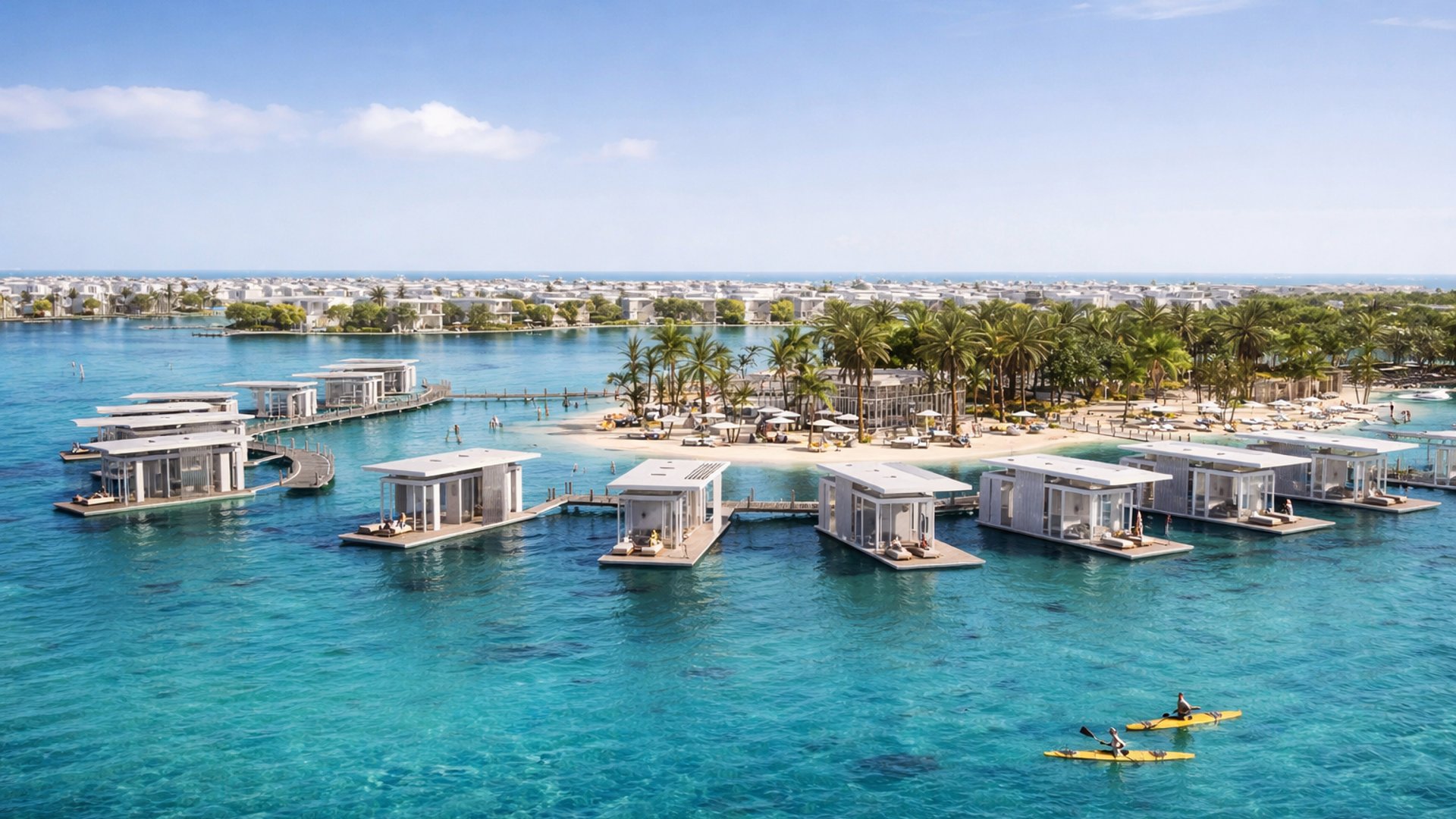 Luxusvillen am Wasser auf Ramhan Island von Eagle Hills Abu Dhabi nahe dem Bulgari Resort, hochwertiges Inselleben in Abu Dhabi