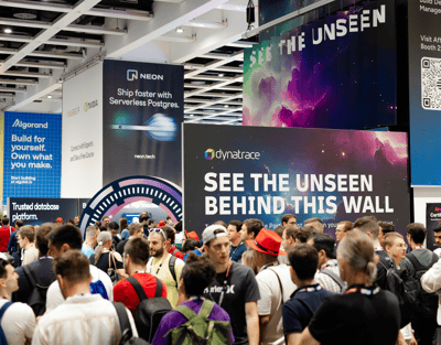 Wide view across the expo floor at the event.