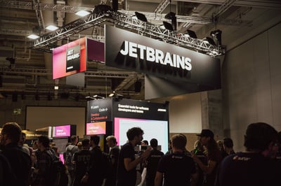 JetBrains booth on the WeAreDevelopers expo floor.