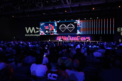 Keynote on the main stage at a WeAreDevelopers event