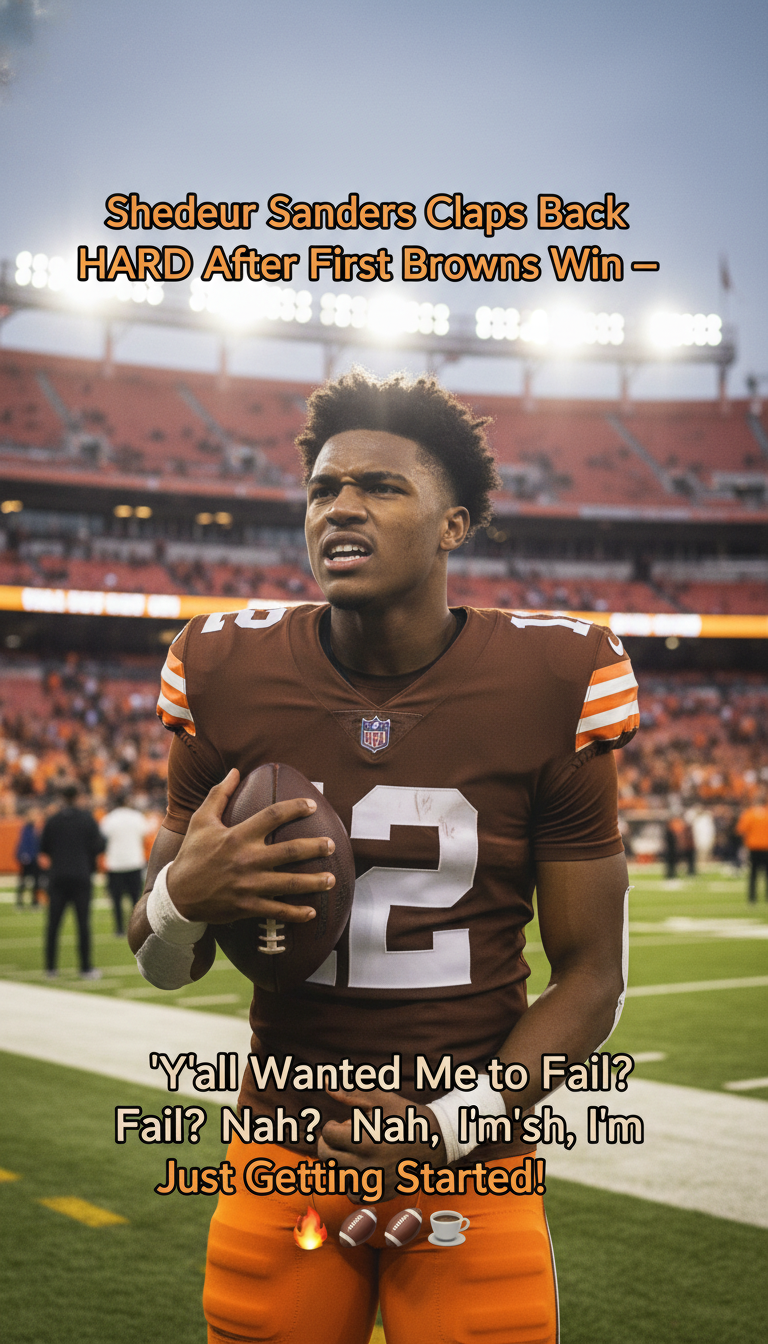 Shedeur Sanders Claps Back HARD After First Browns Win — ‘Y’all Wanted Me to Fail? Nah, I’m Just Getting Started!’ 🔥🏈☕