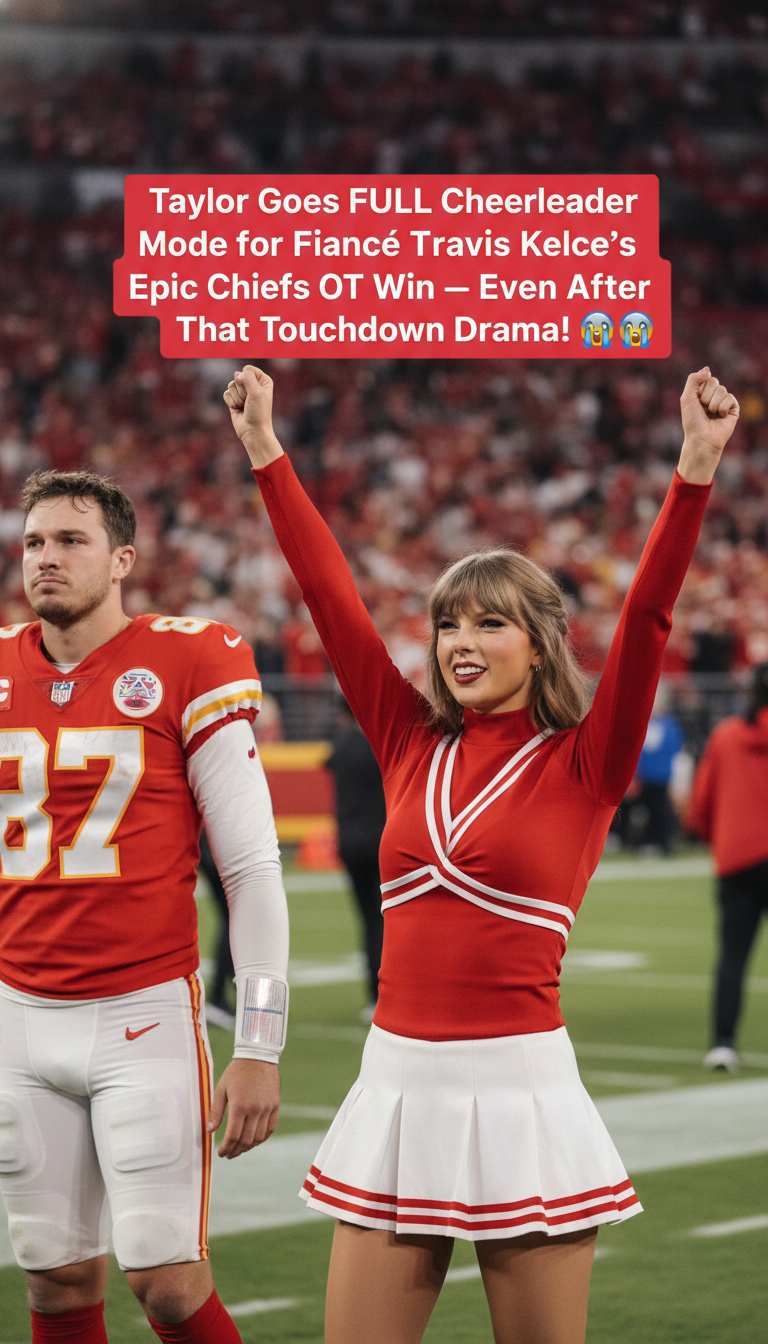 Taylor Swift Goes FULL Cheerleader Mode for Fiancé Travis Kelce’s Epic Chiefs OT Win — Even After That Touchdown Drama! 😱🔥🏈