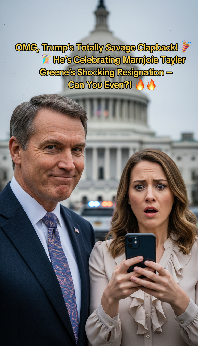 OMG, Trump’s Totally Savage Clapback! 🎉 He’s Celebrating Marjorie Taylor Greene’s Shocking Resignation — Can You Even?! ☕🔥