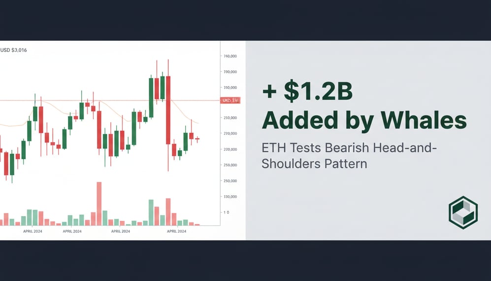 Whales Add $1.2B in Ethereum as Price Tests Bearish Head-and-Shoulders Pattern