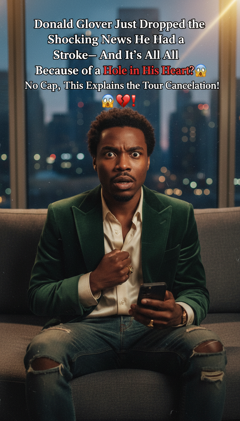 Donald Glover Just Dropped the Shocking News He Had a Stroke—And It’s All Because of a Hole in His Heart?! 💔😱 No Cap, This Explains the Tour Cancelation!