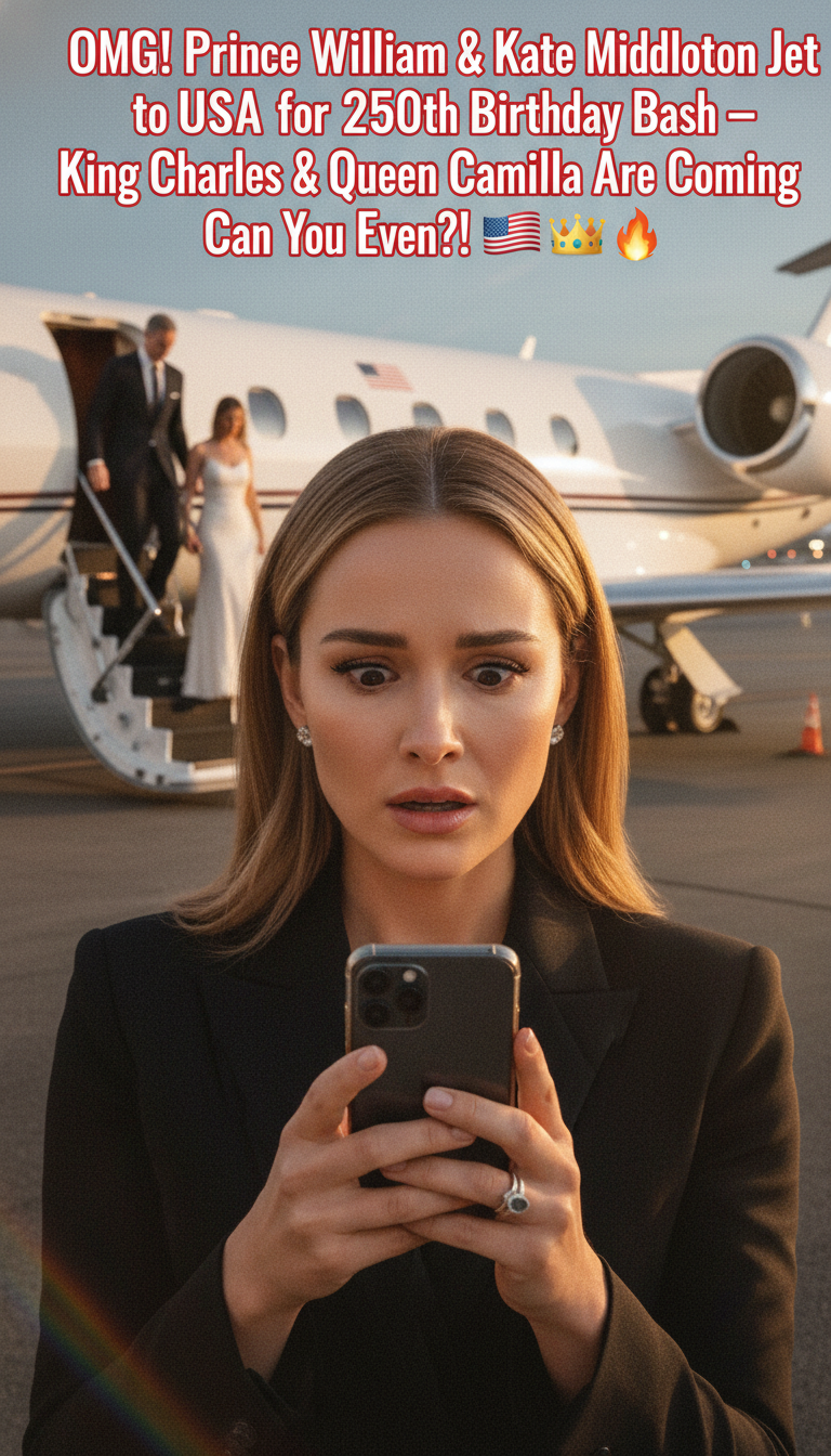 OMG! Prince William & Kate Middleton Jet to USA for 250th Birthday Bash — King Charles & Queen Camilla Are Coming Too! 🇺🇸👑 Can You Even?! ☕🔥