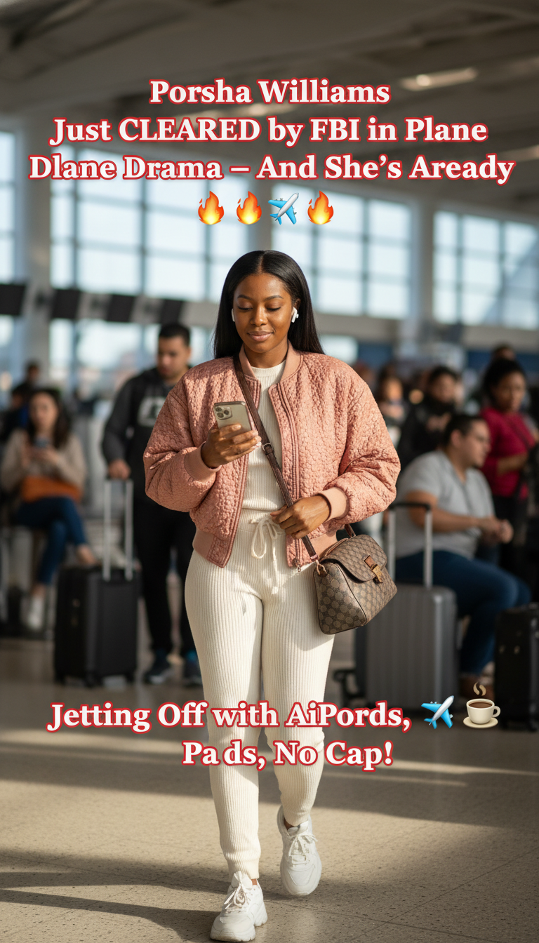 Porsha Williams Just CLEARED by FBI in Plane Drama — And She’s Already Jetting Off with AirPods, No Cap! ✈️🔥☕