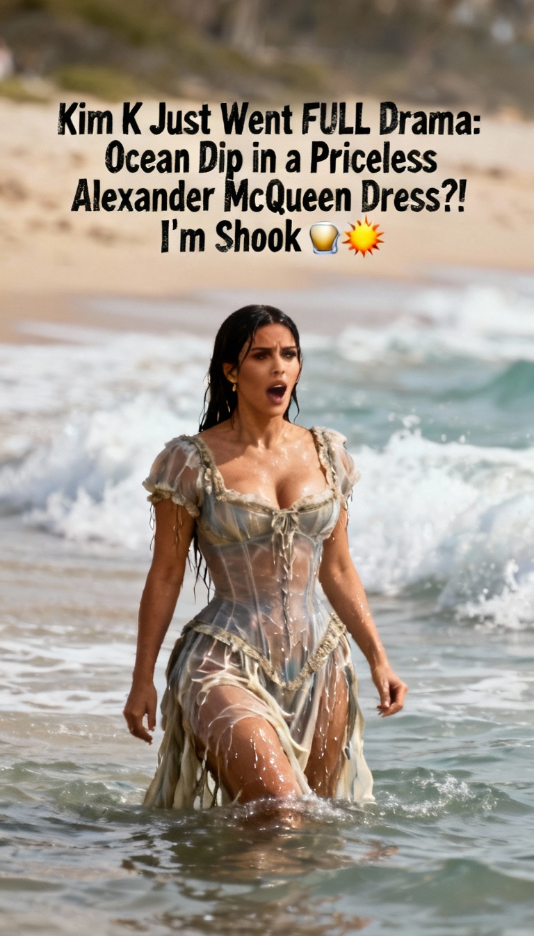 Kim K Just Went FULL Drama: Ocean Dip in a Priceless Alexander McQueen Dress?! I'm Shook ☕🔥