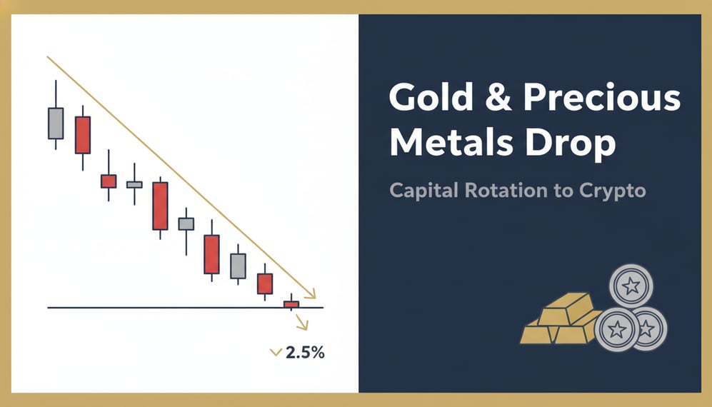 Gold and Precious Metals Drop Sharply Amid Signs of Capital Rotation to Crypto
