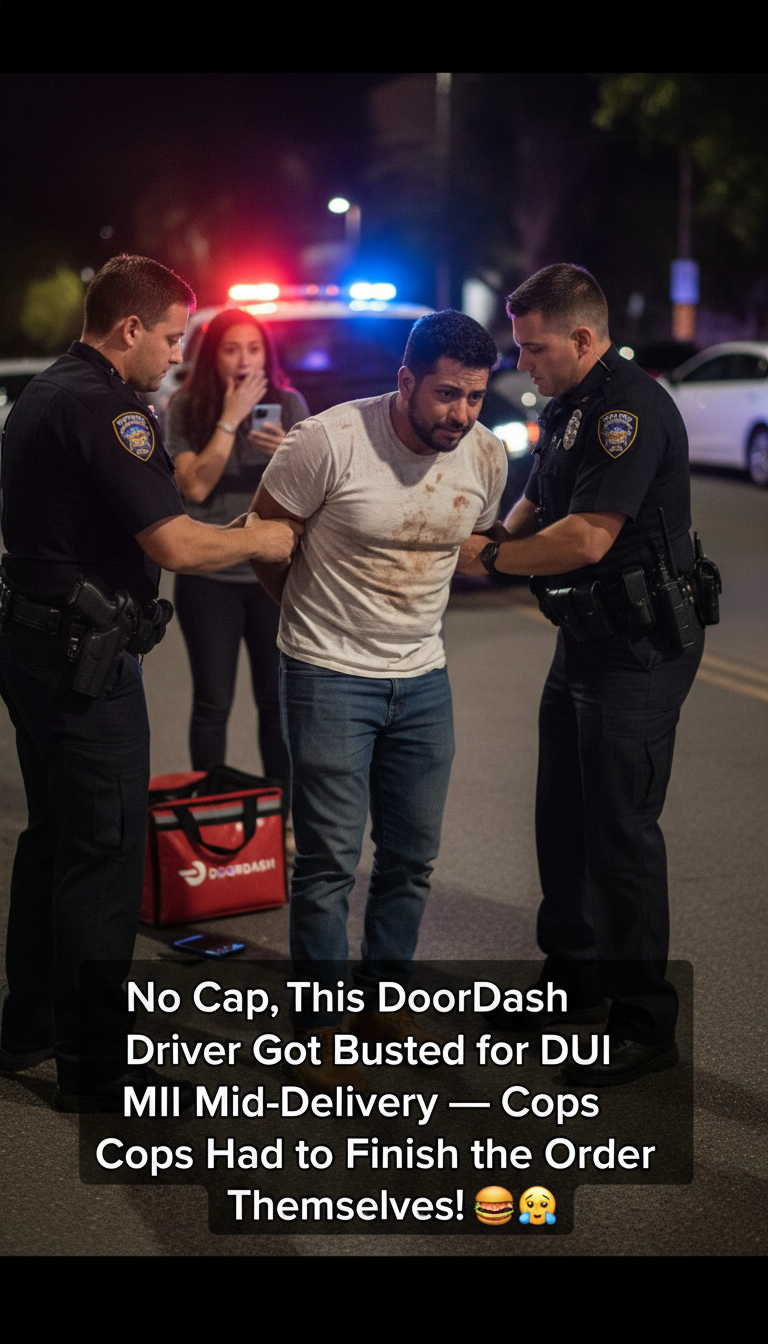 No Cap, This DoorDash Driver Got Busted for DUI Mid-Delivery — Cops Had to Finish the Order Themselves! 🚨🍔😳