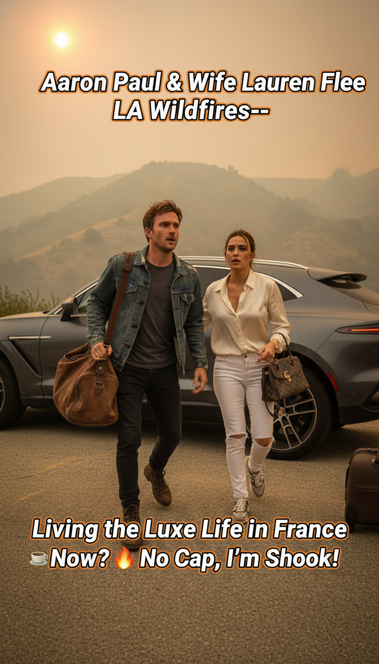 Aaron Paul & Wife Lauren Flee LA Wildfires—Living the Luxe Life in France Now?! ☕🔥 No Cap, I’m Shook!