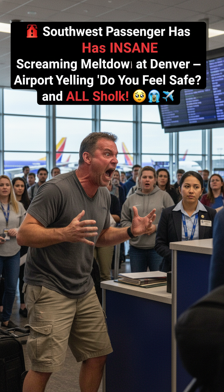 🚨 Southwest Passenger Has INSANE Screaming Meltdown at Denver Airport — Yelling ‘Do You Feel Safe?’ and We’re ALL Shook! 😱✈️ #Viral