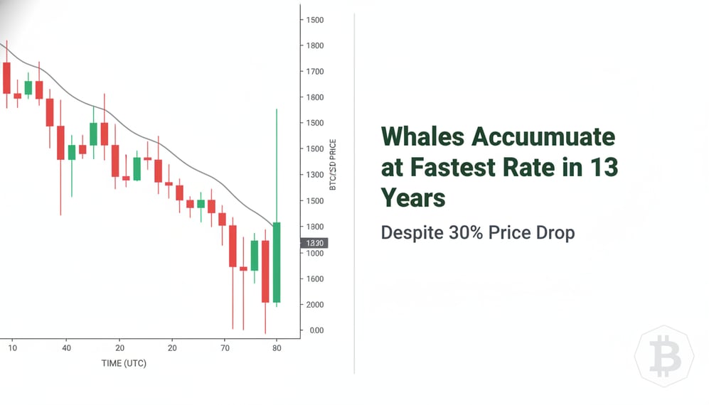 Bitcoin Whales Accumulate at Fastest Rate in 13 Years Despite 30% Price Drop