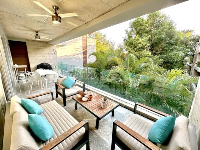 Furnished 3-Bedroom Condo with Canopy-Facing Terrace in Playacar Phase II