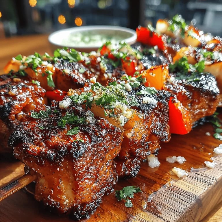 Grilled Honey Garlic Chicken Skewers: The Perfect Summer Treat close up showing texture and detail