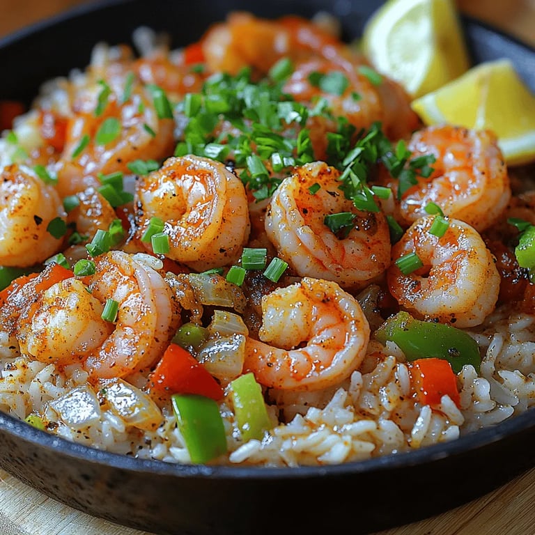 Cajun Shrimp & Rice Skillet: Cooking Steps and Final Touches close up showing texture and detail