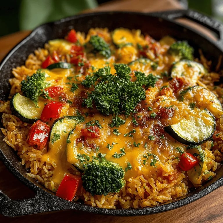 One-Skillet Cheesy Vegetable and Rice Casserole