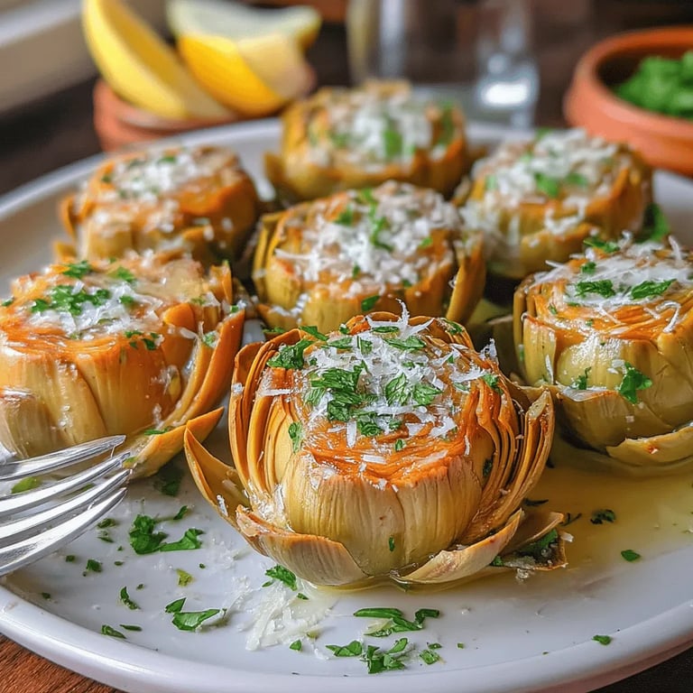 Zesty Air Fryer Artichoke Hearts close up showing texture and detail