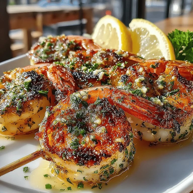 Garlic Butter Shrimp Skewers Delight: The Perfect Recipe for Seafood Lovers close up showing texture and detail