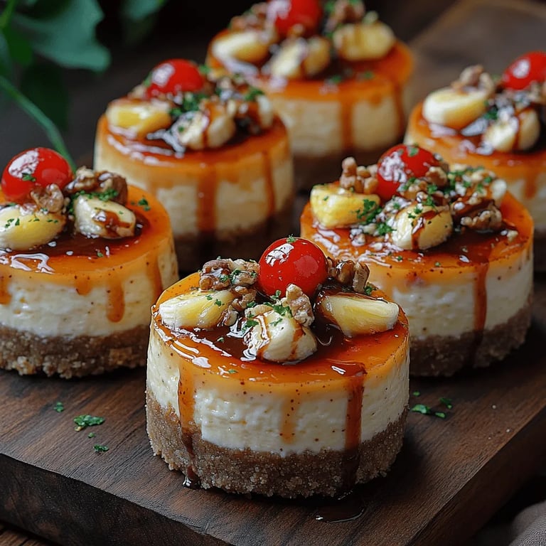 Mini Banana Split Cheesecakes: A Delightful Treat close up showing texture and detail