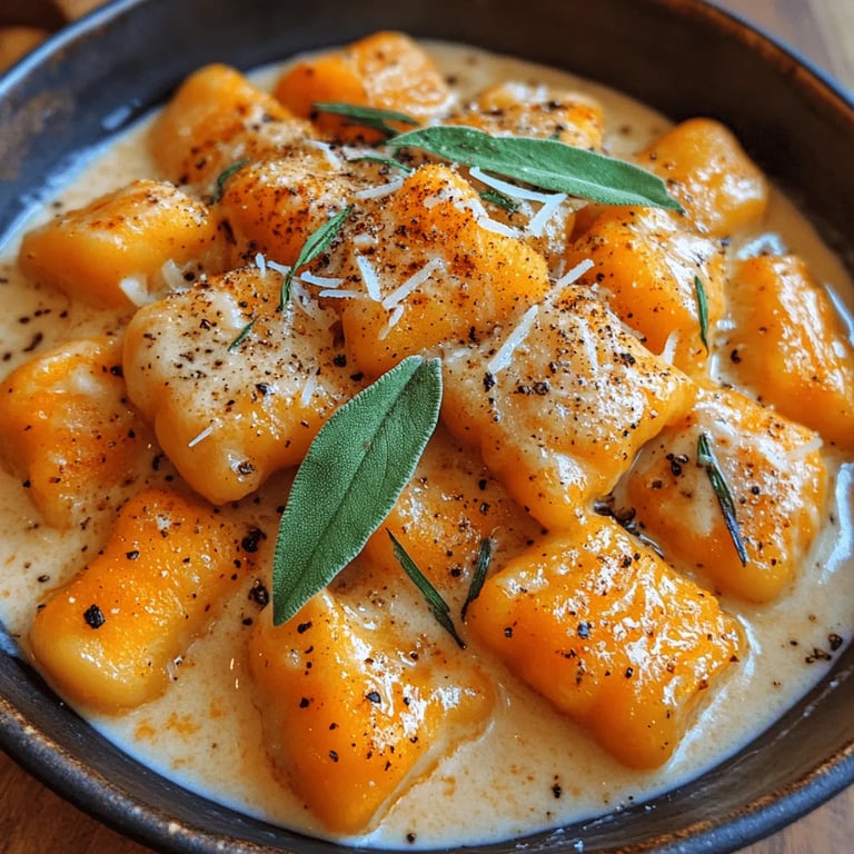 Velvety Butternut Squash Gnocchi: A Cozy Culinary Journey close up showing texture and detail
