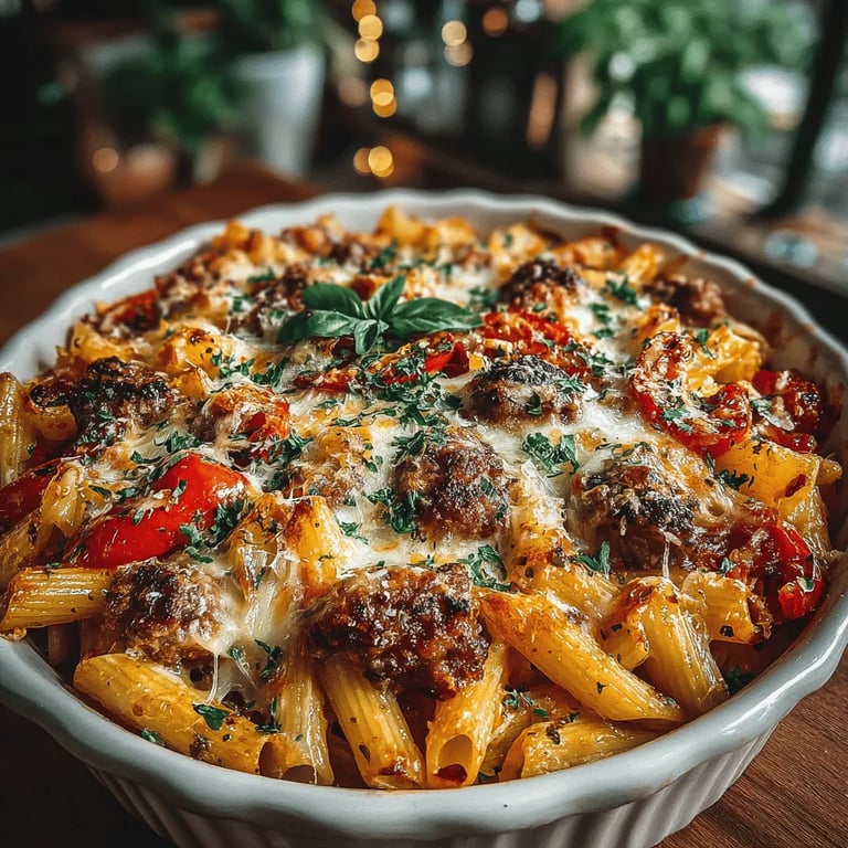 Savory Sausage and Peppers Pasta Bake