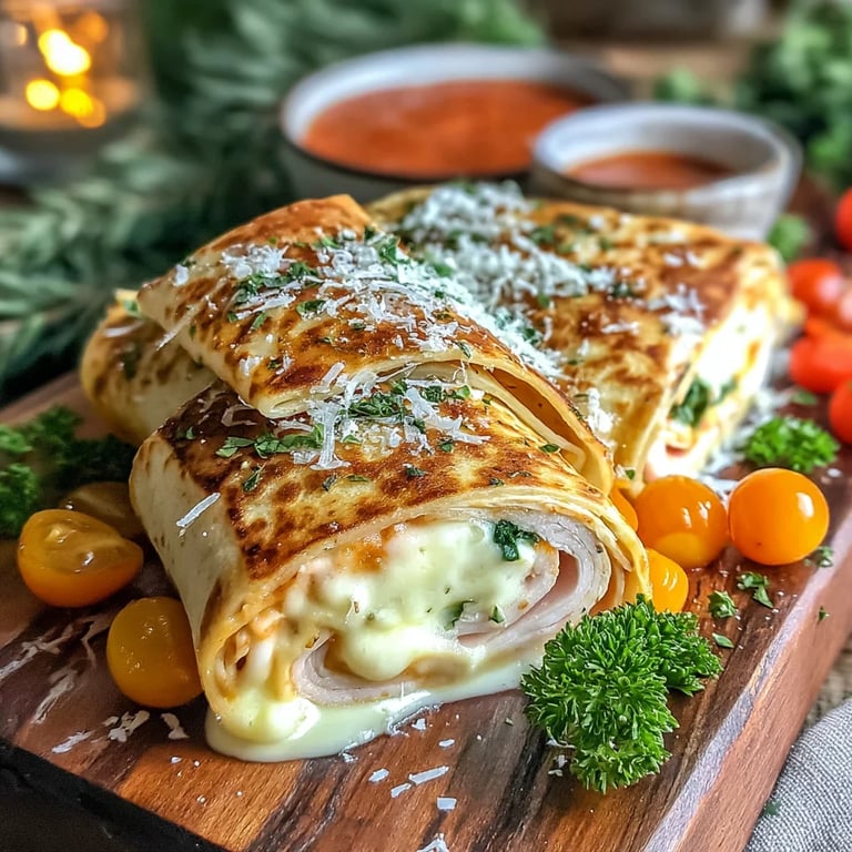 Turkey Alfredo Garlic Wraps