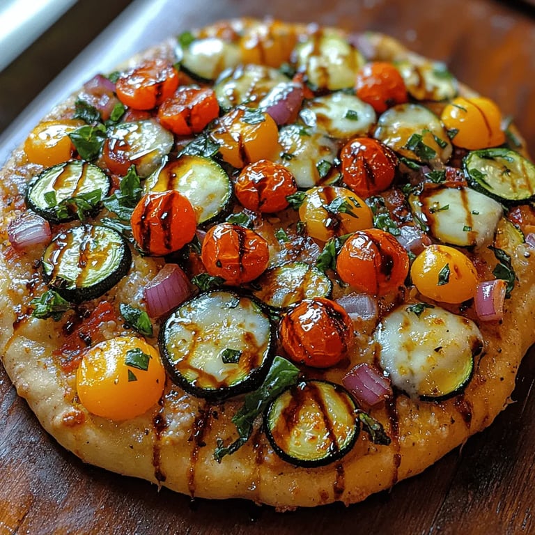 Colorful Roasted Veggie Flatbread Delight: A Plant-Based Culinary Adventure close up showing texture and detail