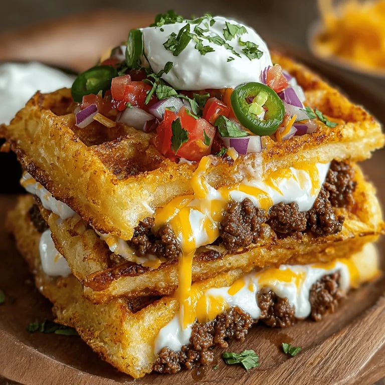 Mini Taco Waffle Sandwiches: The Ultimate Flavor Experience close up showing texture and detail