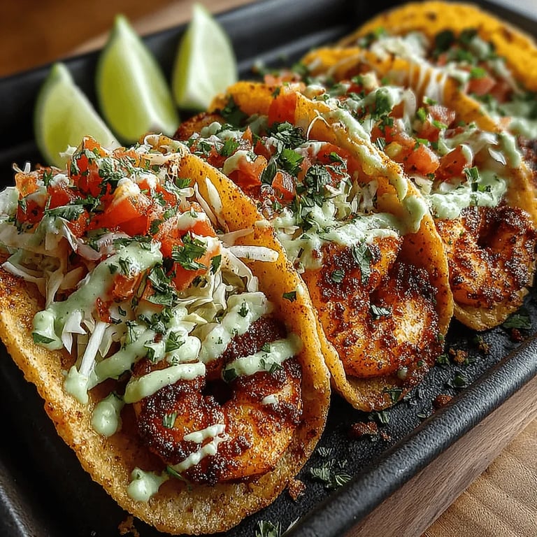 Speedy Shrimp Tacos with Creamy Avocado Sauce: A Culinary Delight