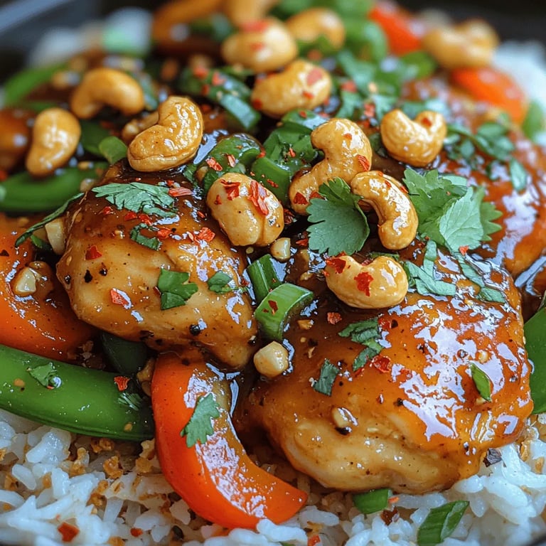 Thai Cashew Chicken Stir Fry: A Flavorful Journey into Thai Cuisine close up showing texture and detail