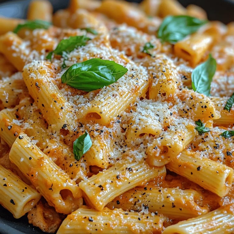 Creamy Roasted Red Pepper Pasta: The Ultimate Comfort Food close up showing texture and detail
