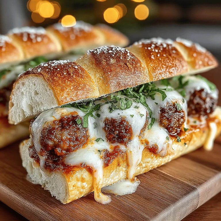 Savory Homestyle Meatball Subs with Marinara Sauce Recipe close up showing texture and detail