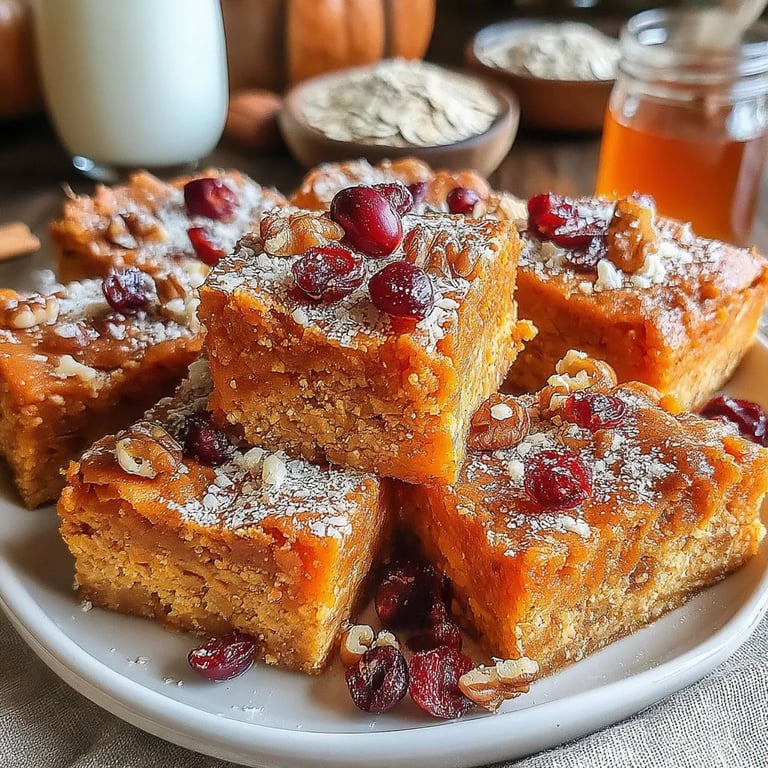 Spiced Sweet Potato and Cranberry Bars close up showing texture and detail