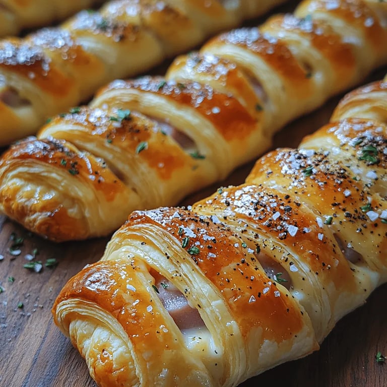 Savory Puff Pastry Ham and Cheese Twists: A Delightful Treat for Any Occasion close up showing texture and detail