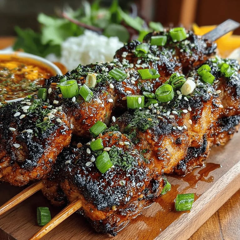 Honey Garlic Skewers close up showing texture and detail