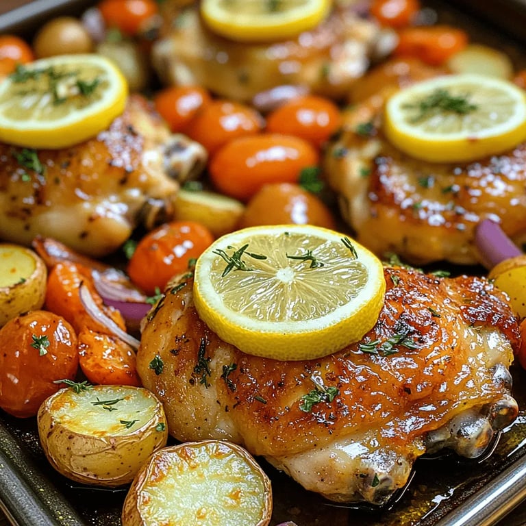 Zesty Lemon Herb Sheet Pan Chicken: A Bright and Flavorful Dinner Solution close up showing texture and detail