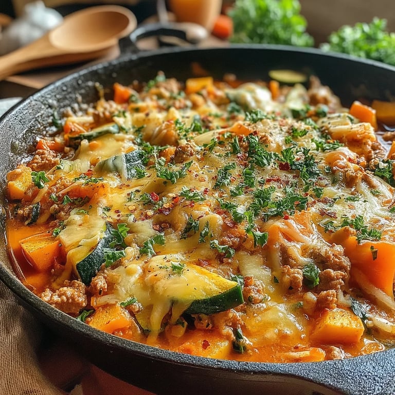 Turkey Veggie Cheese Skillet