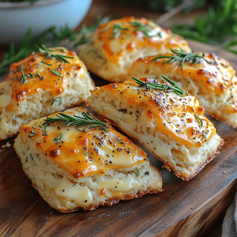 Savory Herb Cheddar Scones Recipe close up showing texture and detail