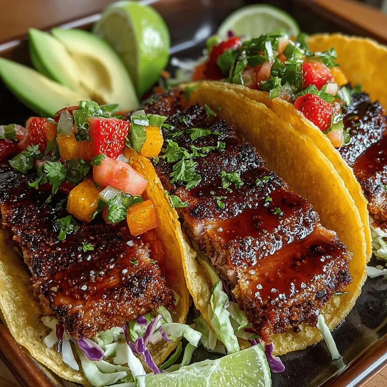 Tuna Tacos with Strawberry Slaw: A Flavorful Culinary Experience close up showing texture and detail